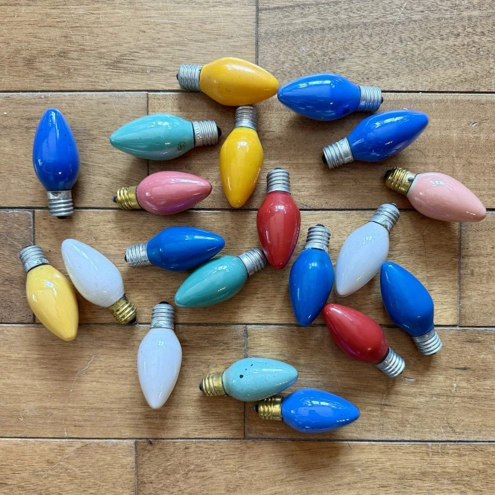 20pc VTG 50s MCM Christmas Tree C9 Incandescent Light Bulbs UNTESTED Multicolor